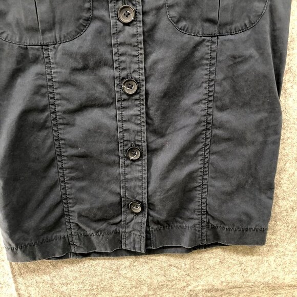 VTG Banana Republic Button Front Khaki Skirt Size 4 Navy Blue Pencil Straight - Picture 4 of 8